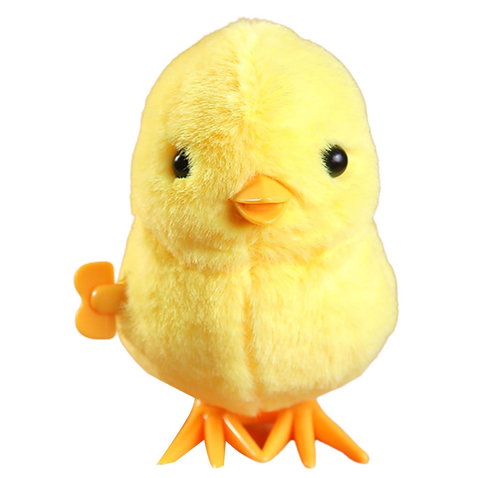 Wind Up Plush Toy High Imitation Decorative Soft Texture Clockwork Jumping Walking Chick Duck Toy For Festival Jiyuge Yellow