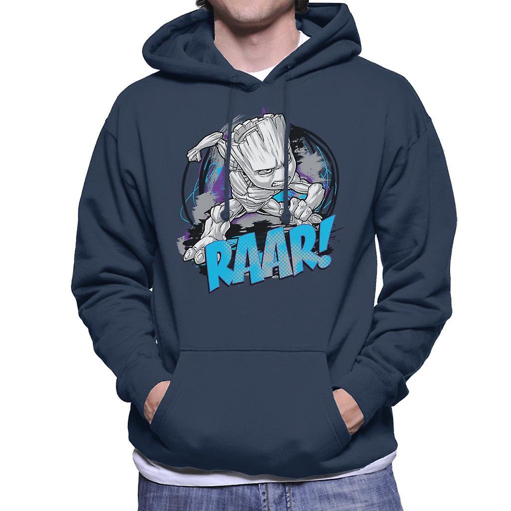 Marvel Guardians Of The Galaxy Groot Raar Men's Hooded Sweatshirt Navy Blue X-Large