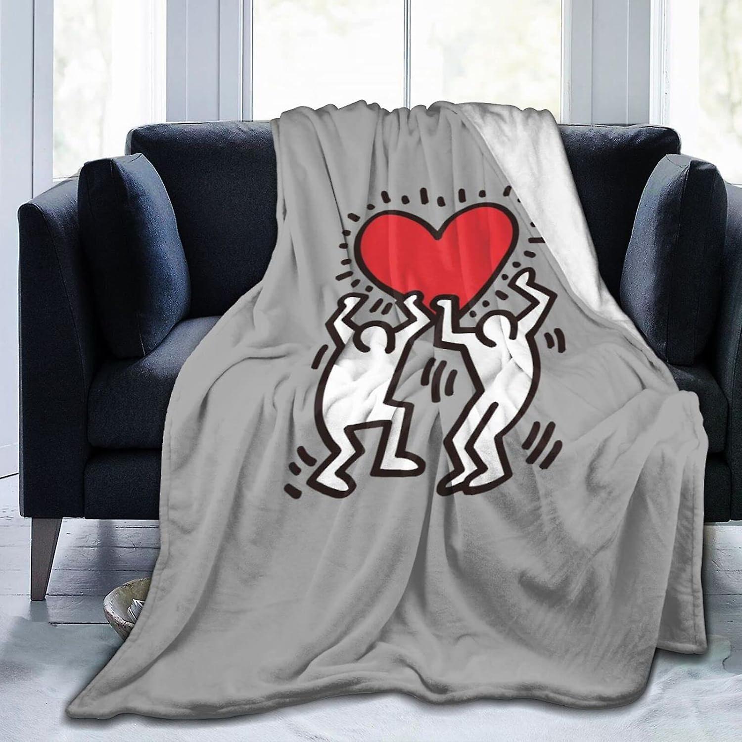 Kerota Flannel Throw Blanket Keith Haring Throw Blanket Super Soft Lightweight Blankets Washable for Bed Sofa ABD9638 80x60in 200x150cm