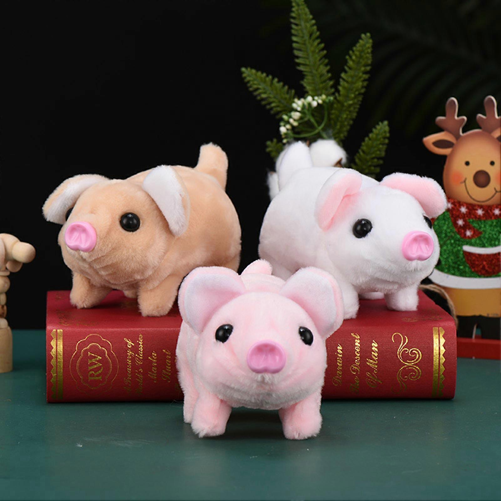 Remorui Walking Piggy Electronic Plush Toy Interactive Crawling Pig Plushies Twitch Nose Tail Wagging Animal Doll Kids Toy Yellow