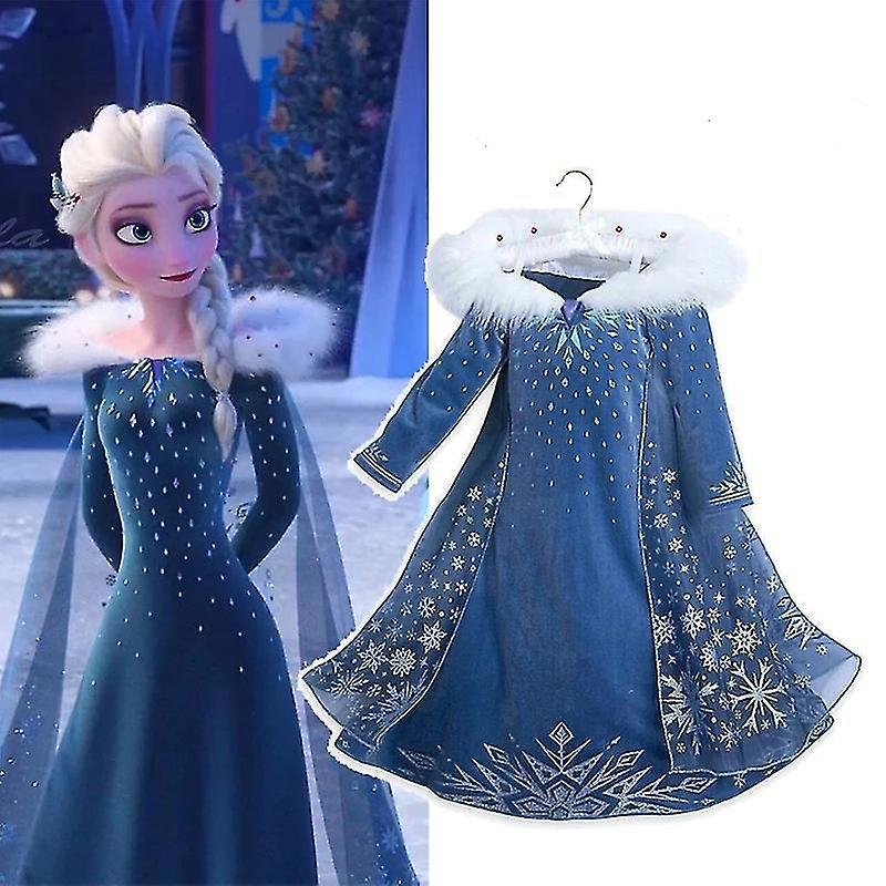 Shinestar Frozen 2 Elsa Princess Snowflake Dress With Cloak Kids Girls Halloween Party Cosplay Ice Queen Fancy Dress Up Christmas Birthday Performa...