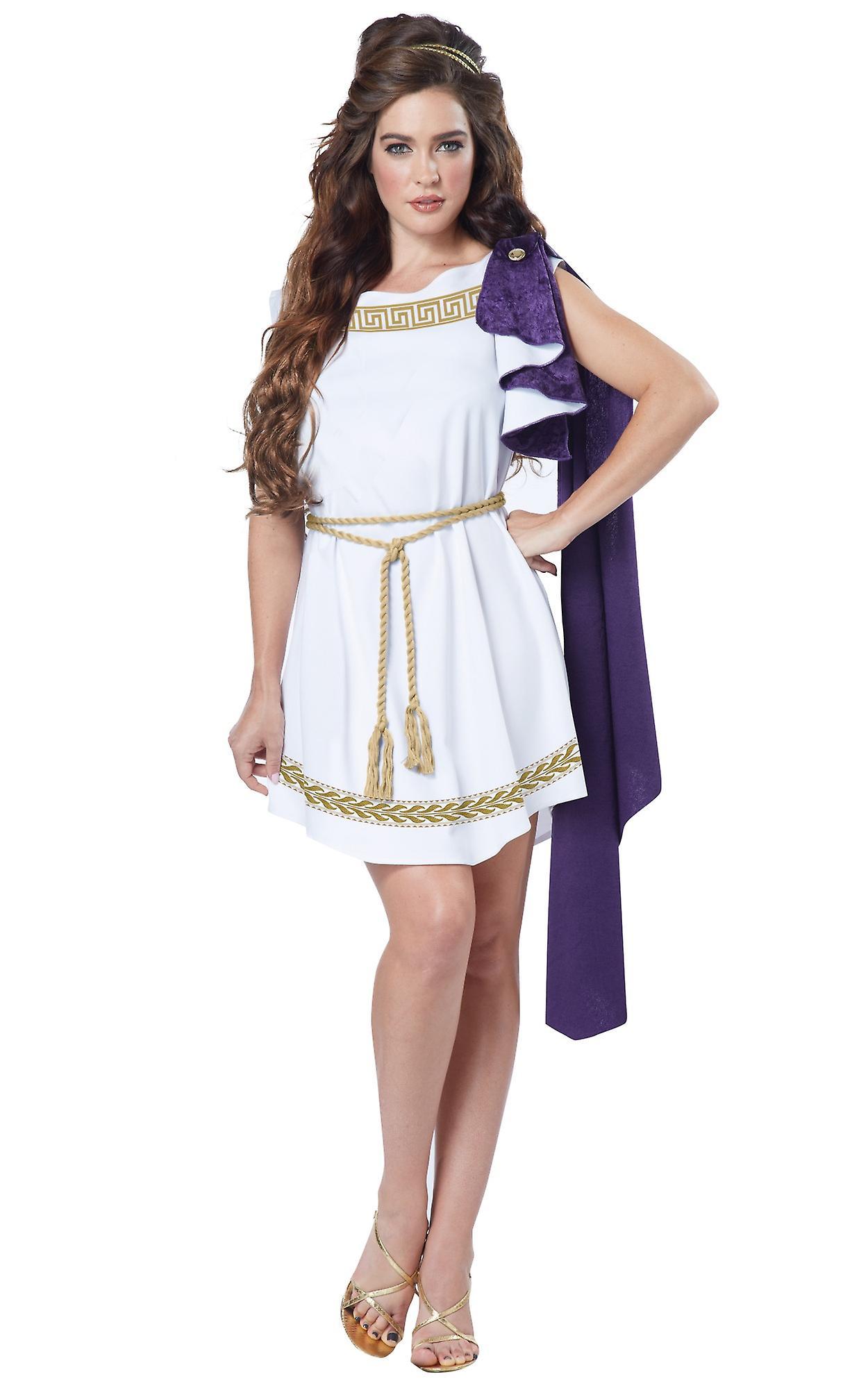 California Costume Collections Grecian Toga Greek Roman Aphrodite Goddess Ancient Party Dress Up Womens Costume White Medium (8-10)