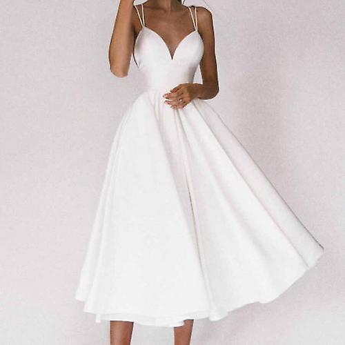 Barsinfi Elegant Guest Wedding Long Party Dresses For Women Summer White Sexy Slip Backless Ball Gown Casual M