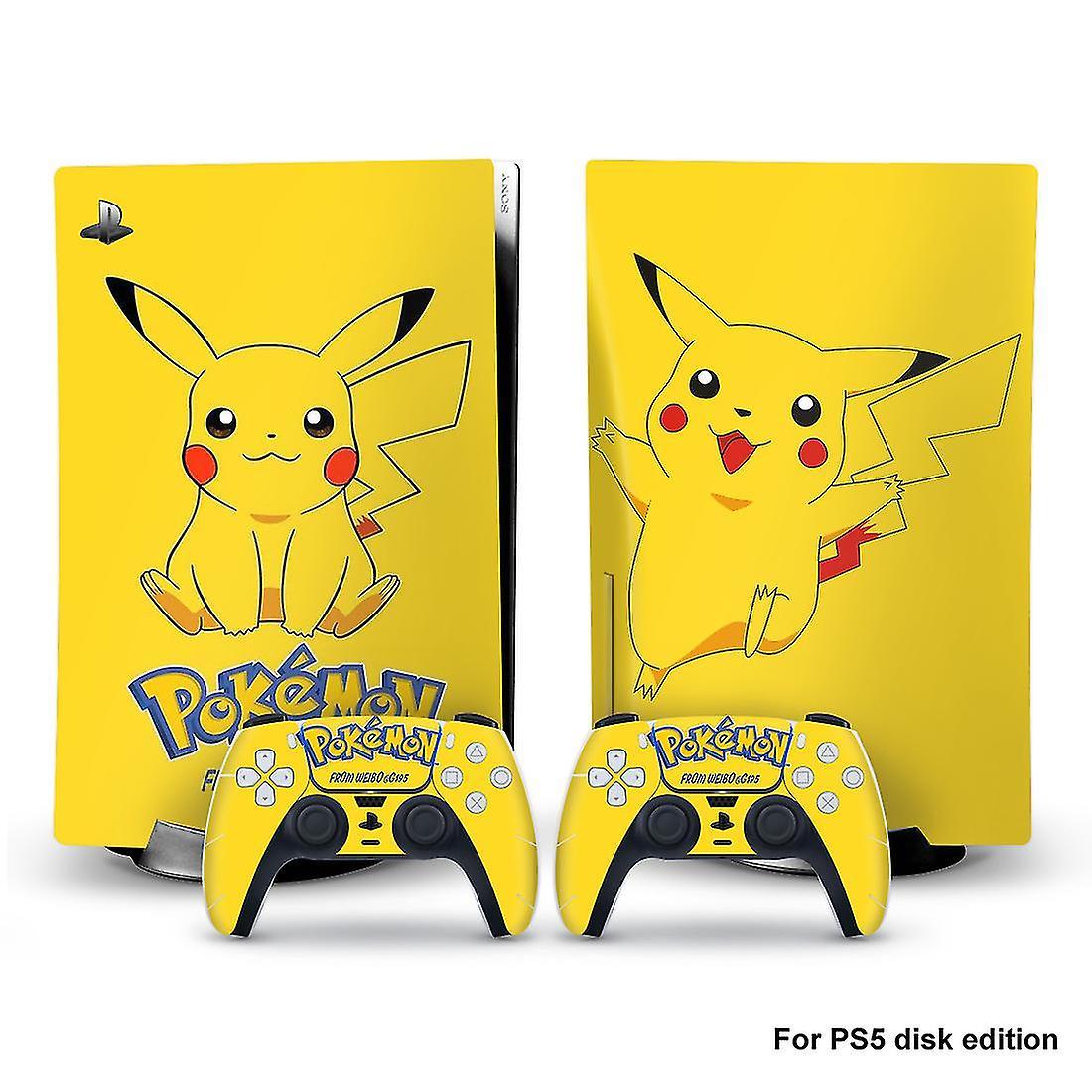 Playstation 5 Pikachu Anime Pokmon Ps5 Adhesive Skin Decal And Controller Stickers Set, Scratch-resistant (disk) - Snngv