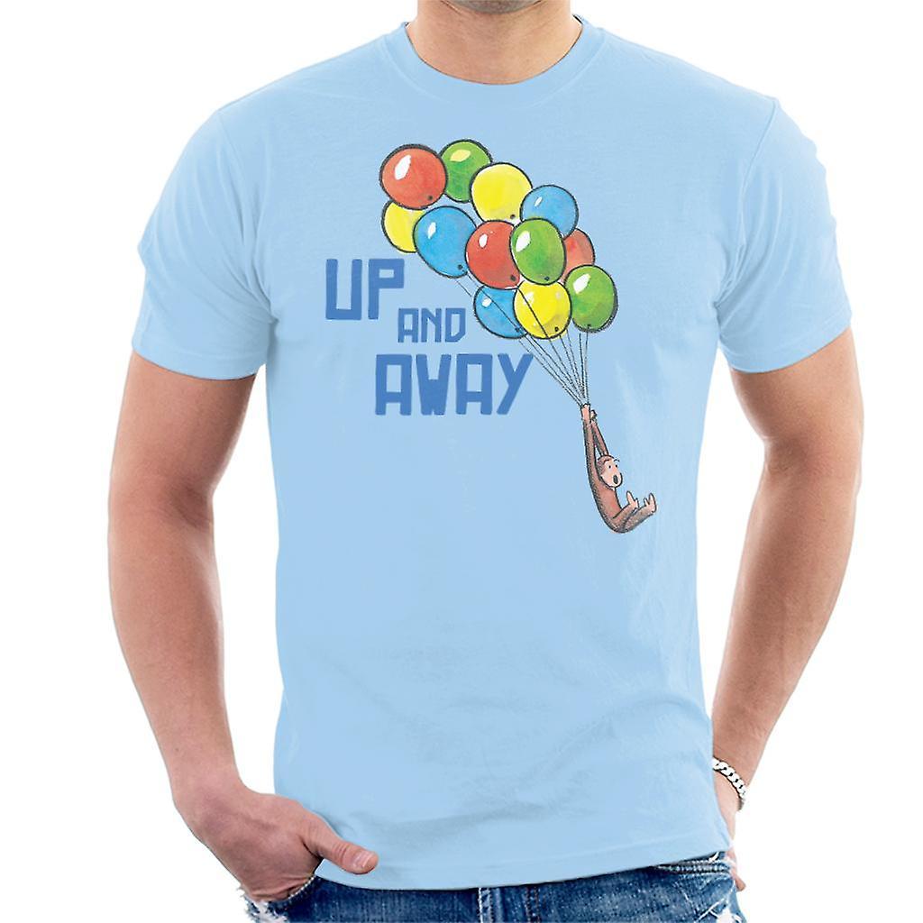 Curious George Up And Away Balloons Men's T-Shirt Sky Blue XX-Large