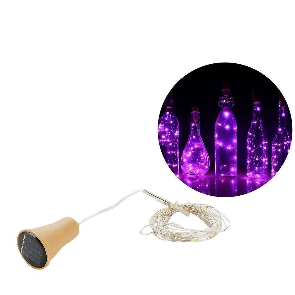 Slowmoose Solar Powered Wine Bottle Cork Shaped, Led Copper Wire String Light Purple 20LED 2M