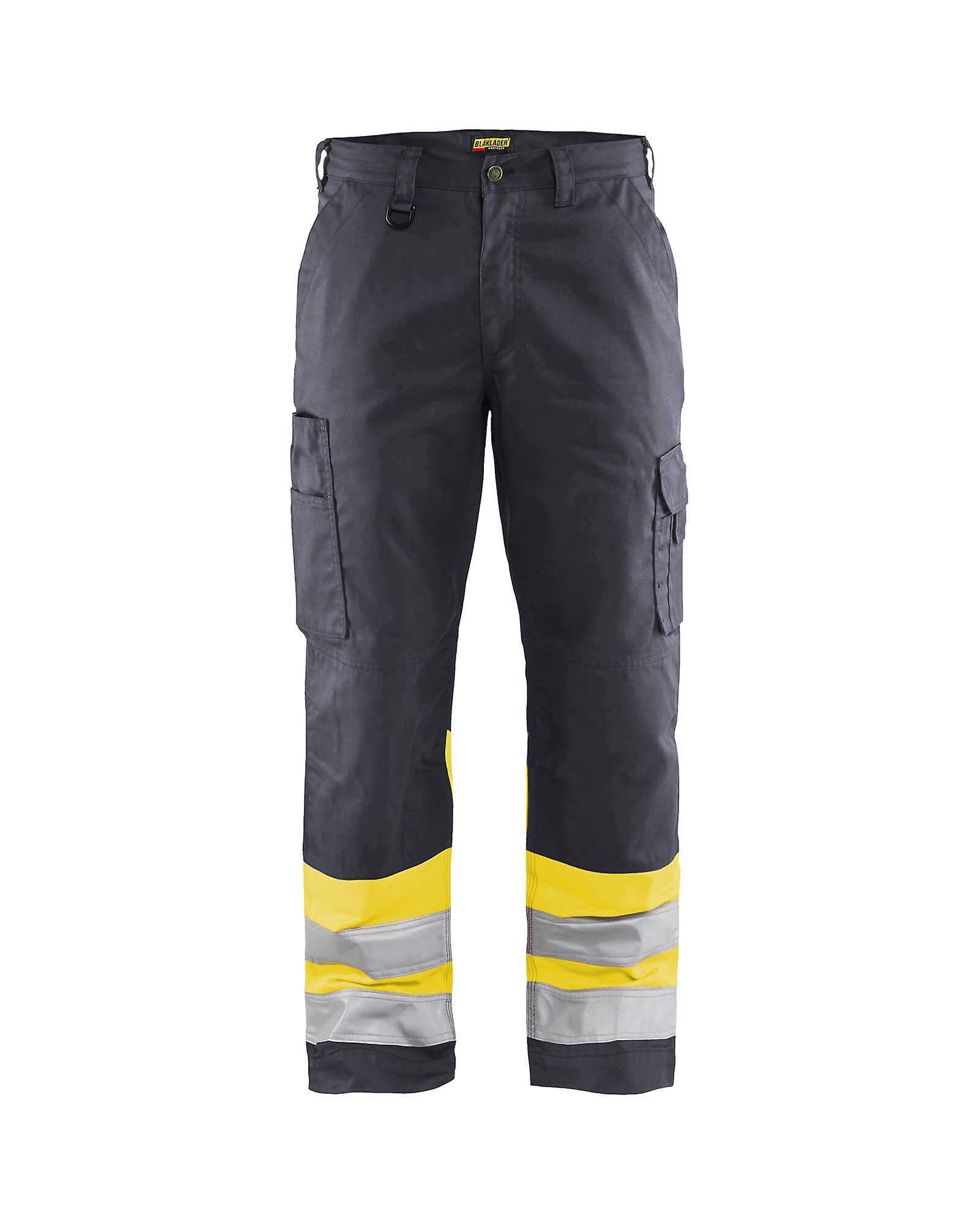 Blaklader 1564 hi-vis work trousers - mens (15641811) - (colours 1 of 2) Mid grey/hi-vis yellow