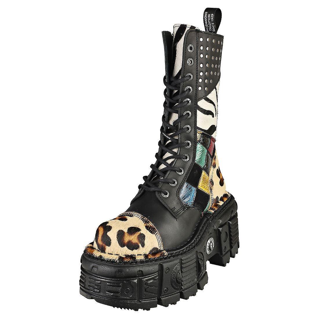 New Rock Imperfect M-mili244-c1 Unisex Platform Boots in Black Multicolour 40 EU