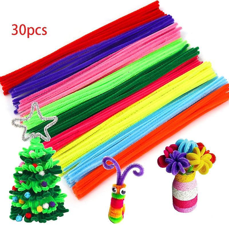 Slowmoose 30/50/100pcs Multicolour Chenille Stems Pipe Cleaners Handmade -art Crafts Multicolour 30 pcs