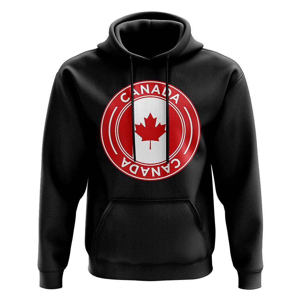 UKSoccerShop Canada Football Badge Hoodie (Black) Womens M (Size 12 - 34 inch Chest)