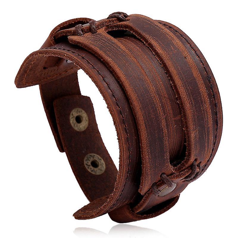 Accessories vintage punk style cattle leather bracelet simple multi-layer ornament european and american leather bracelet Brown