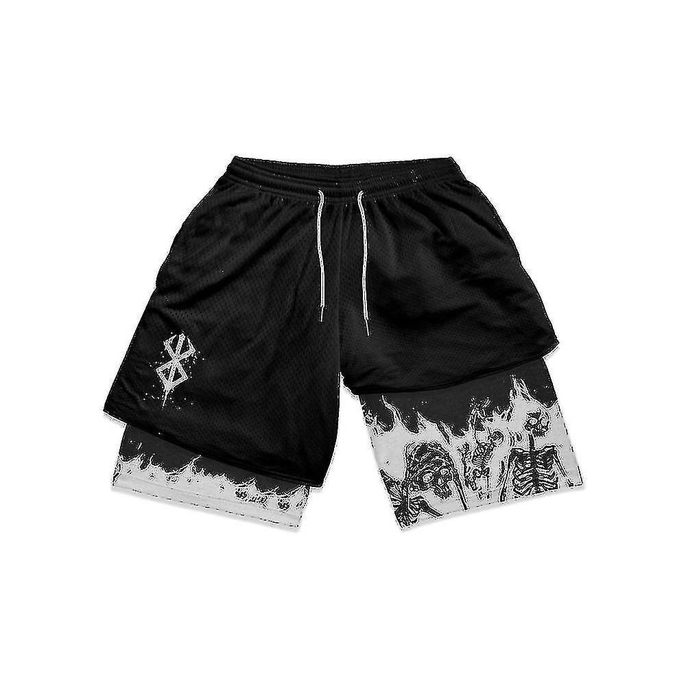 Skwtlv Anime Gym Shorts Men Women Berserk Manga 3d Print 2 In 1 Performance Shorts Workout Summer Quick Dry Compressionshort Pants 14 M