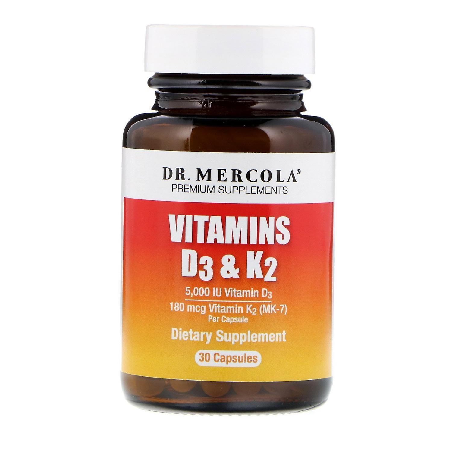 Dr. Mercola, Vitamins D3 & K2, 30 Capsules