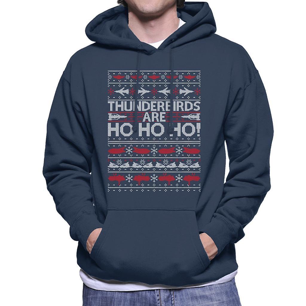 Thunderbirds Are Ho Ho Ho Men's Hooded Sweatshirt Navy Blue X-Large