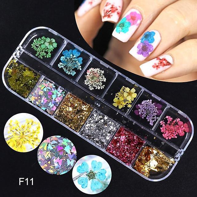 Slowmoose Holographic, Butterfly Design- 3d Glitter Sticker For Nail Art 12 Grid F11