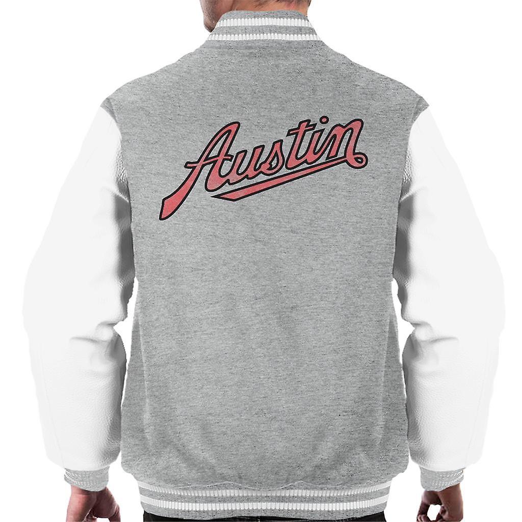 Austin Vintage Logo British Motor Heritage Men's Varsity Jacket Heather Grey/White XX-Large