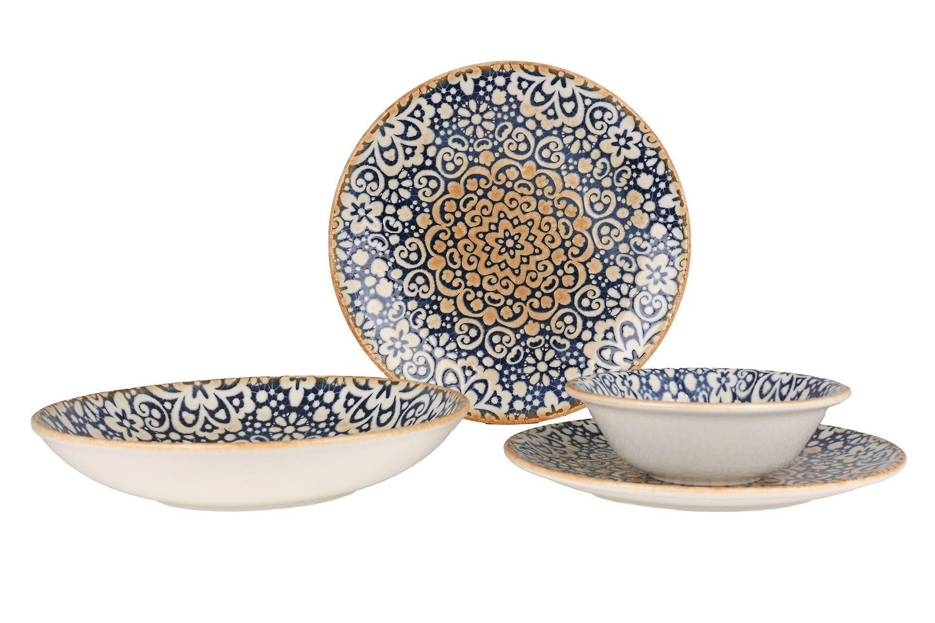 Bonna Dinnerware Set (Large) - Alhambra - 24 pieces - 6 persons - Porcelain Blue