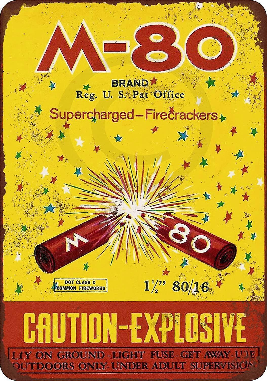 LINCMAN M-80 Supercharged Firecrackers Reproduction Metal Sign 8 x 12