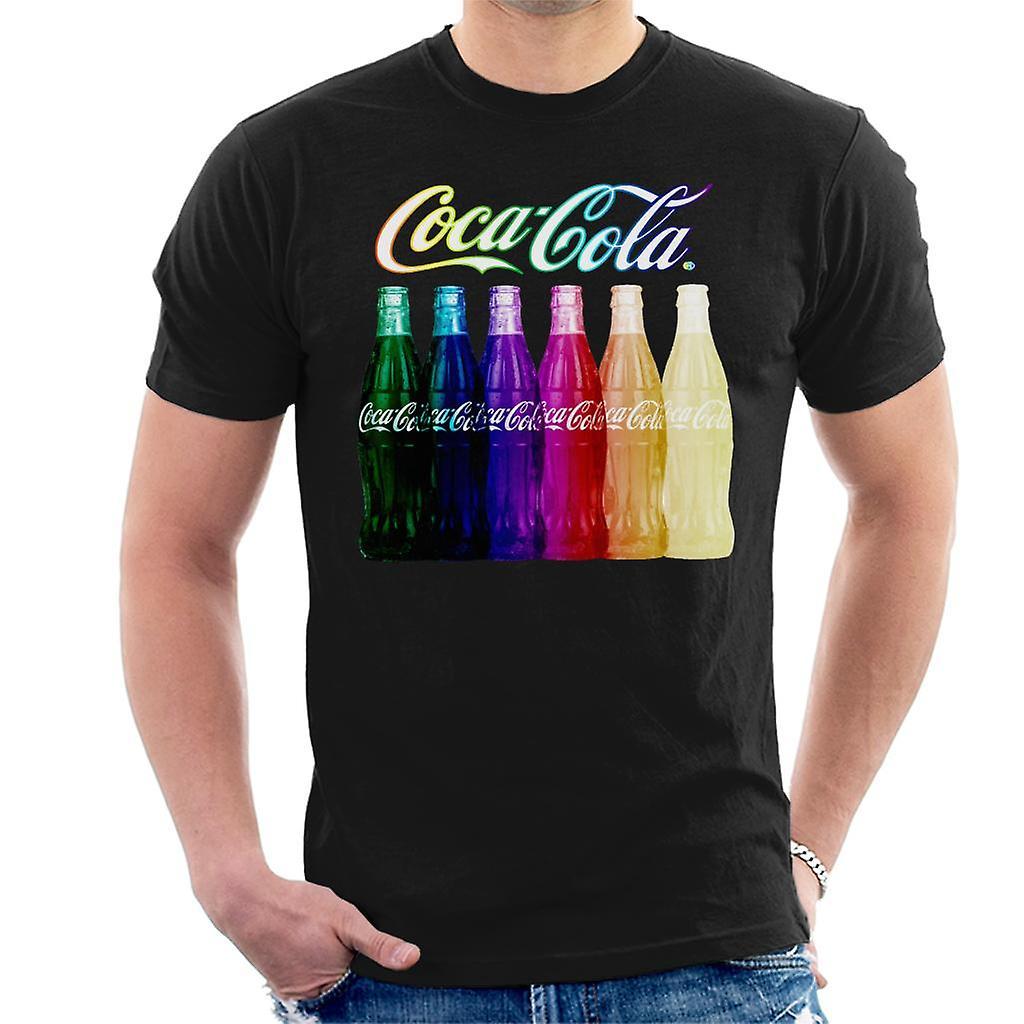 Coca-Cola Coca Cola Rainbow Multi Bottles Men's T-Shirt Black Large