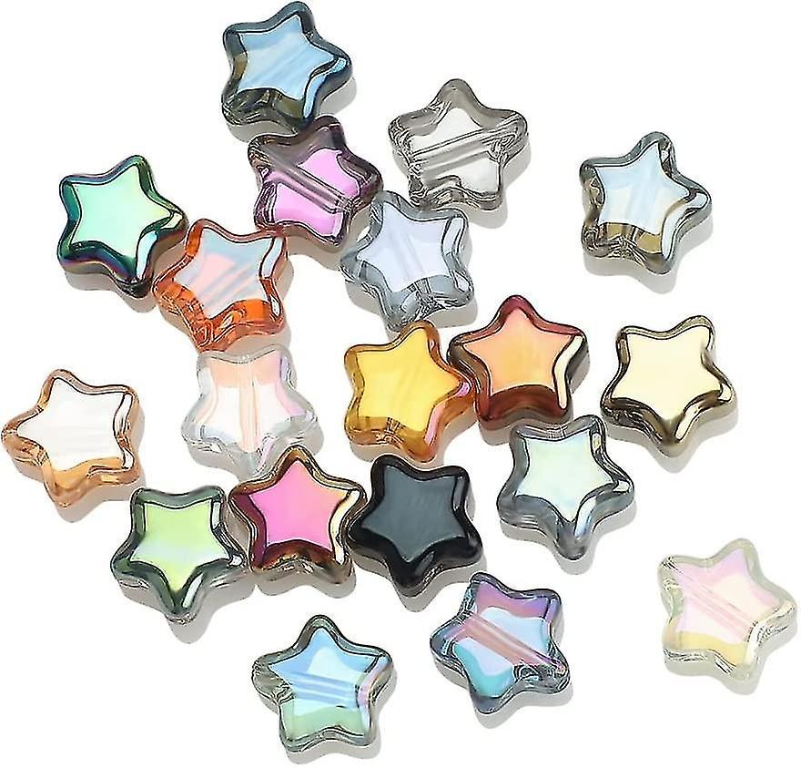 Tianzun 200pcs Star Beads Star Glass Spacer Beads Colorful Star Beads For Jewelry Bracelet Necklace Making, 8mm