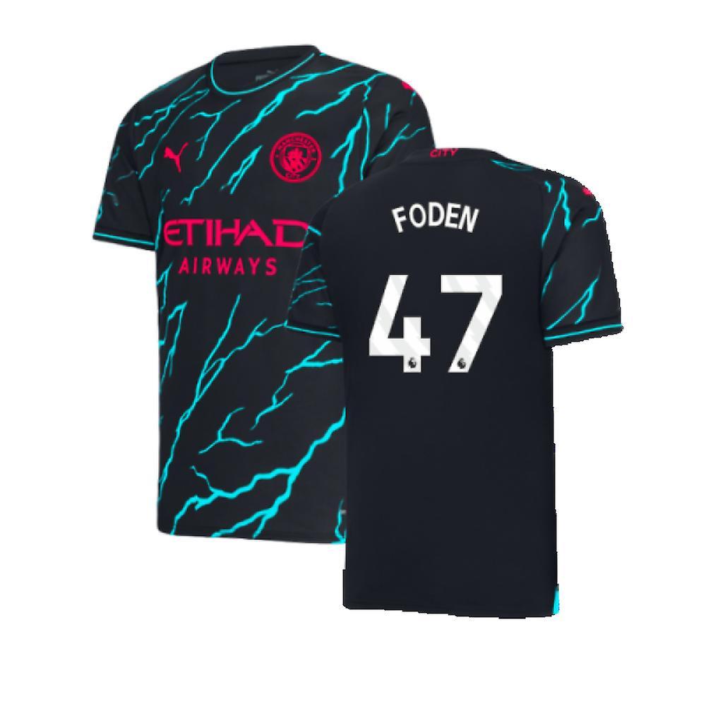 Puma 2023-2024 Man City Third Shirt (FODEN 47) Black Small Adults