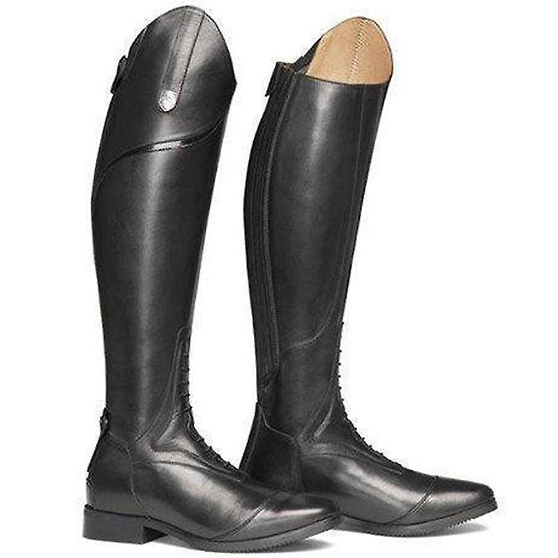 Kissqiqi Womens Tall Field Boots, Synthetic Leather Horse Riding Boots with Rear Zipper Black 42