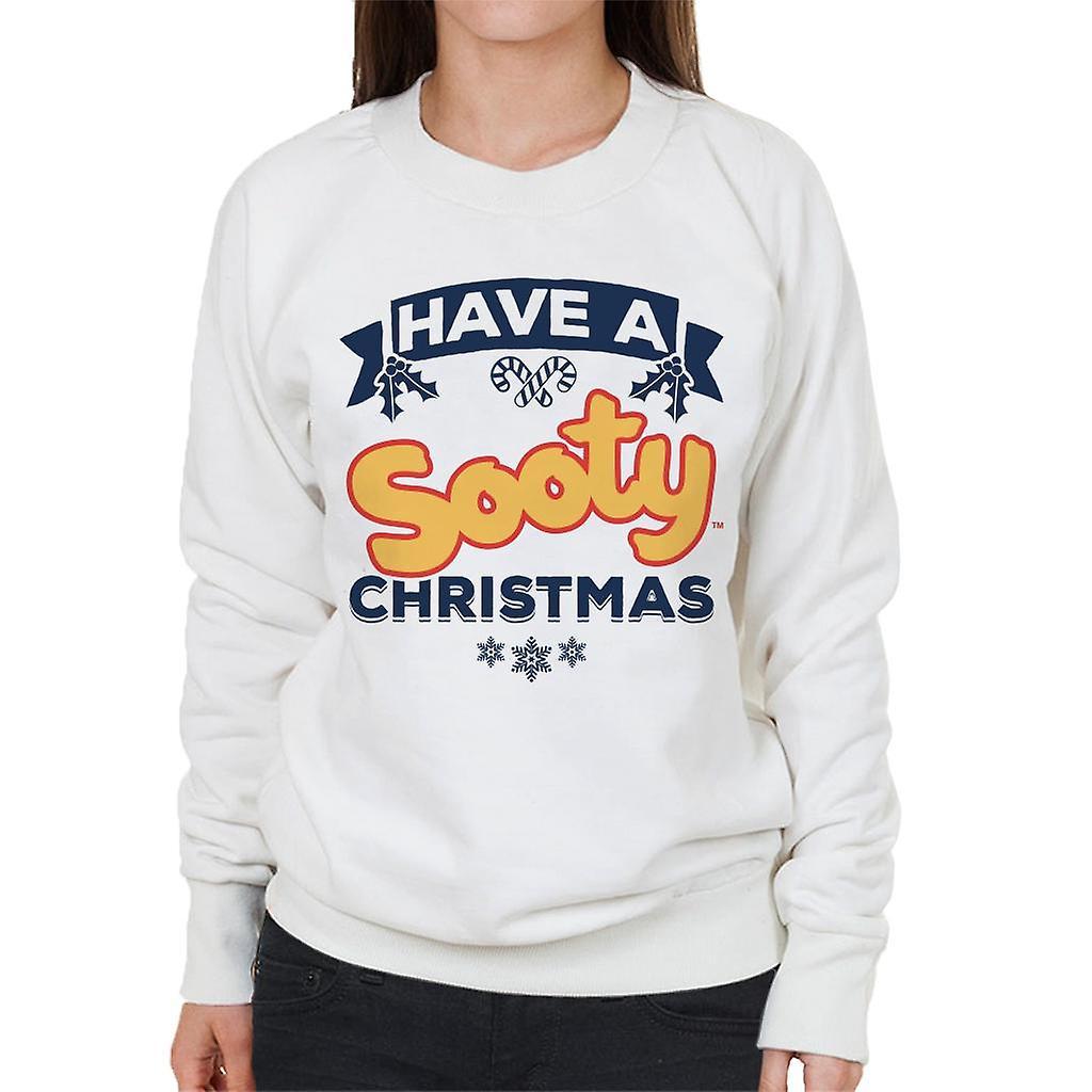 Sooty Christmas Have A Sooty Christmas Blue Banner Design Women's Sweatshirt White XX-Large