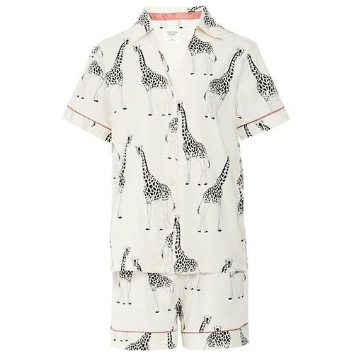 Chelsea Peers Organic Cotton Giraffe Print Short Pyjamas White 12