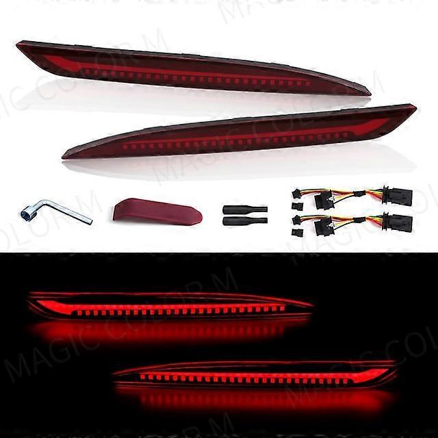 Jelivey For Tesla Model 3 Model Y 2018 2019 2020 2021 2022 2023 Led Rear Bumper Reflector 3 Functions Brake Light Dynamic Turn Signal Red Surface B