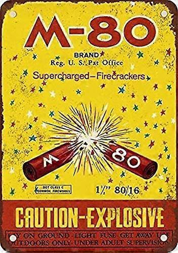 LINCMAN 8 x 12 Metal Tin Sign M-80 Supercharged Firecrackers Vintage Look Reproduction Wall Decor