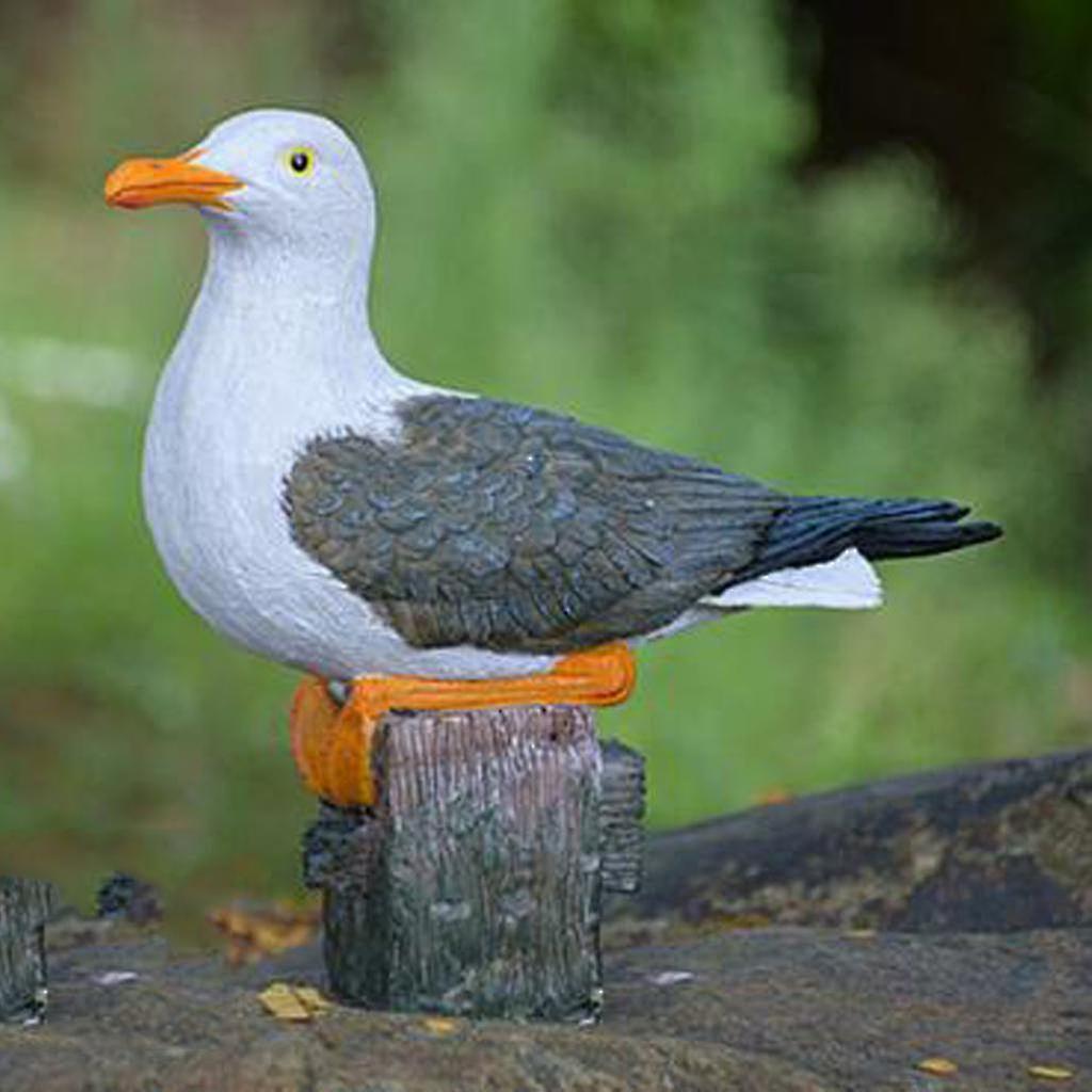 Yijin Resin Realistic Vivid Seagull Statue Birds Model Outdoor Lawn Ornament