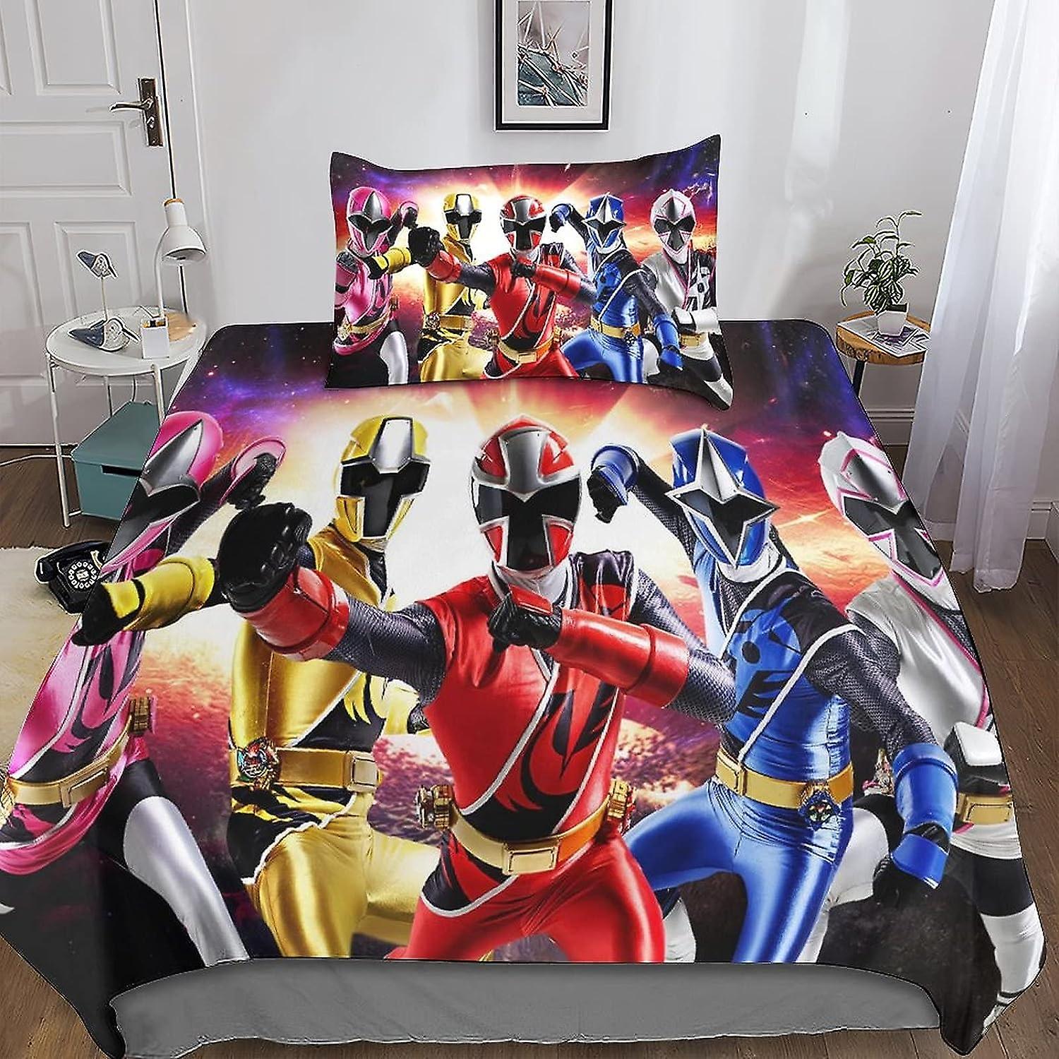 Kerota D Power Rangers Duvet Cover, Power Rangers Printed Bedding Set Person Girl Boy Microfiber Bedding Set with Duvet Covers and Pillowcase 135*2...