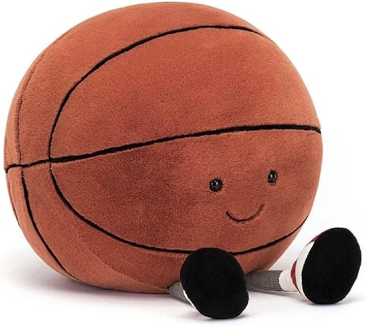 Heyone 9.8inch Cute Basketball Plush Toy Soft Stuffed Doll Smile Sports Basketball Plush Pillow for Kids Gift Home Decoration