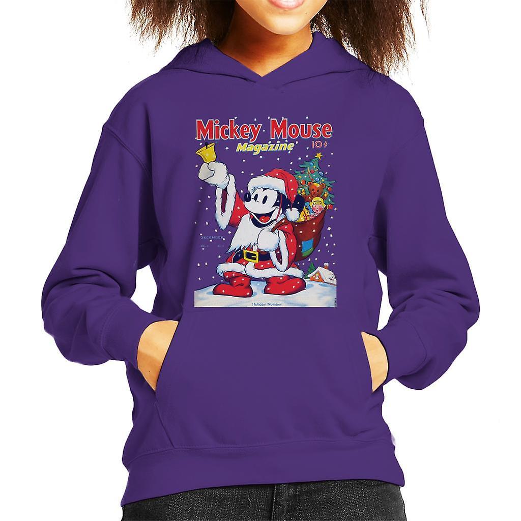 Disney Christmas Mickey Mouse Ringing Bell Kid's Hooded Sweatshirt Purple Large (9-11 yrs)