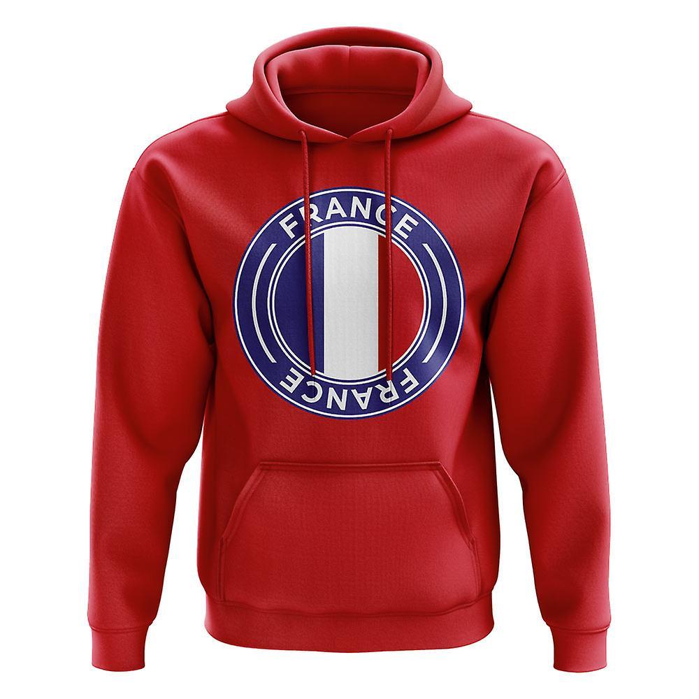 UKSoccerShop France Football Badge Hoodie (Red) XXL (50-52 inch)