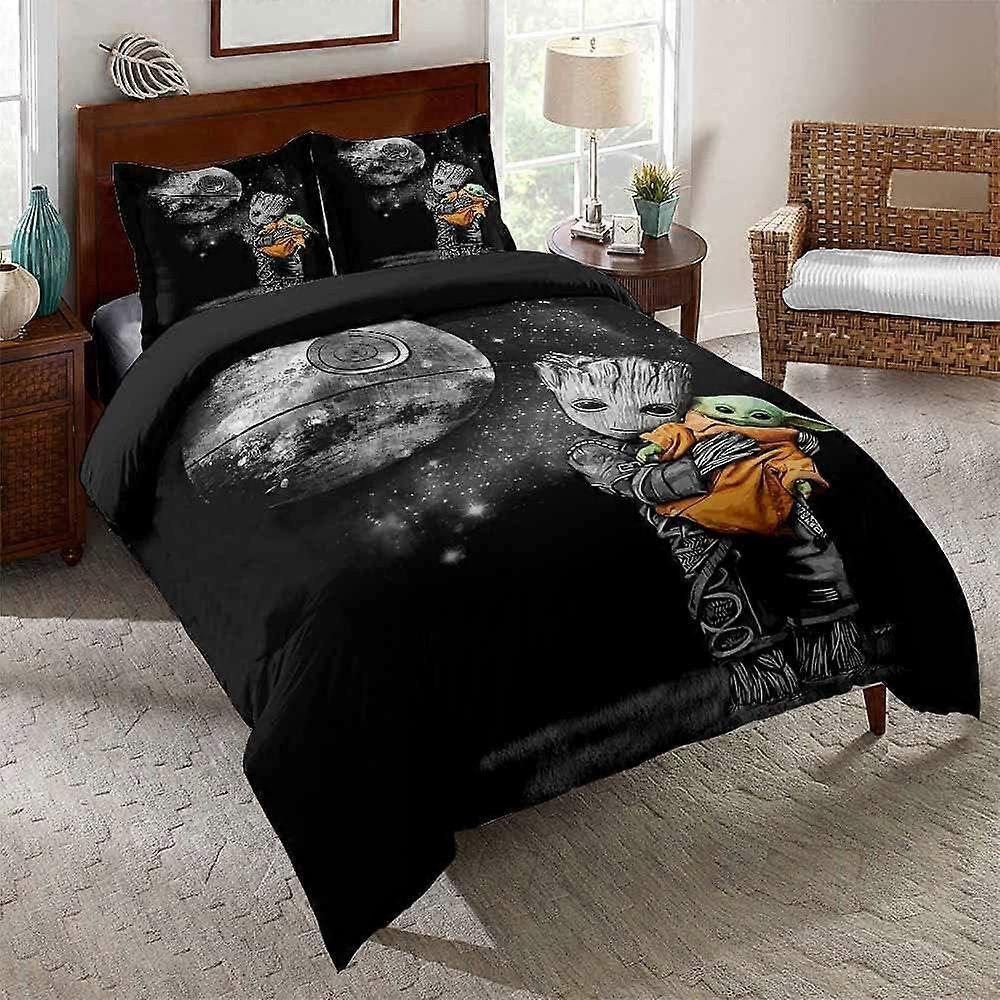 Kerota Superhero Groot Duvet Set, Easy Care Duvet Cover and Pillowcases, Super Soft Bedding, Poly-Cotton, Twin Size, 50% Polyester ) Single135x200cm