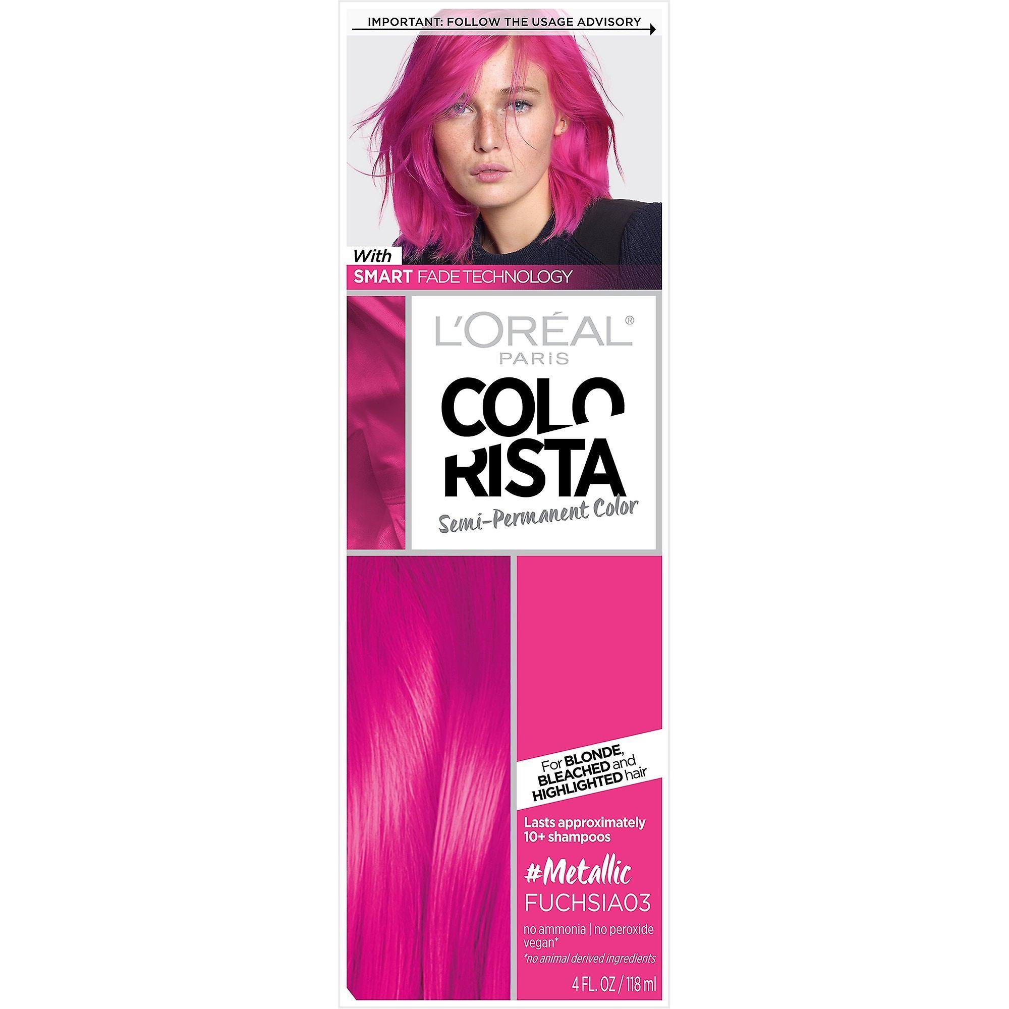 Loreal Paris L'oreal Paris Colorista Semi-permanent Hair Color, Light Bleached Blondes, Metallic Pink, 1 Kit, 4 Fl Oz