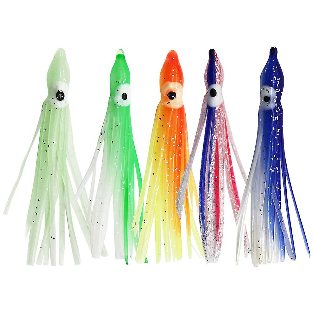 Wwdd Glow Soft Plastic Octopus Squid Skirt Fishing Lures Soft Fishing Lures Set For Bass Salmon Trout 5CM