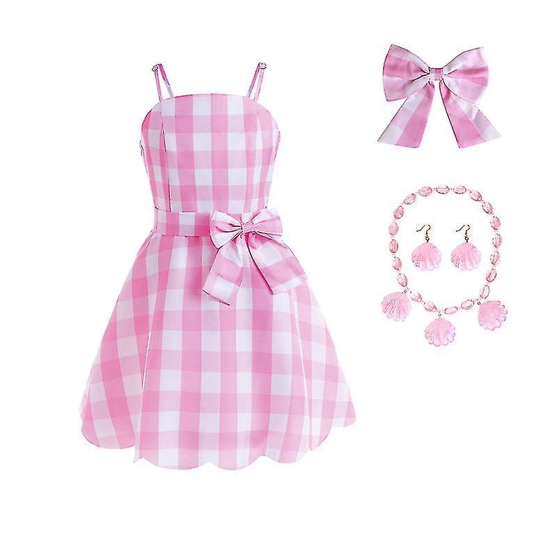 Movie Barbie Cosplay For Girls Pink Plaid Dress Halloween Fancy Dress Carnival Costume Whbyv Full Set 120