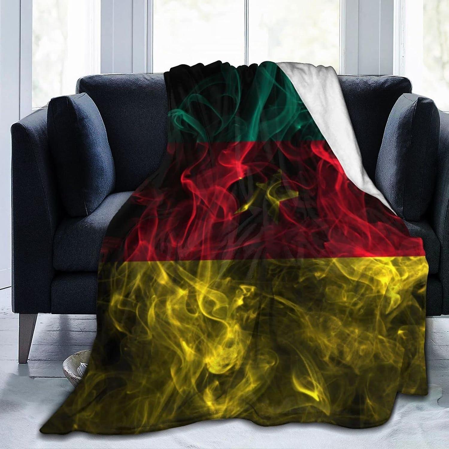 Kerota Throw Blanket Smoke Flag of Cameroon Flannel Blanket Soft and Comfortable Sofa Blanket Washable for Sofa Couch Bed 50x40in 125x100cm