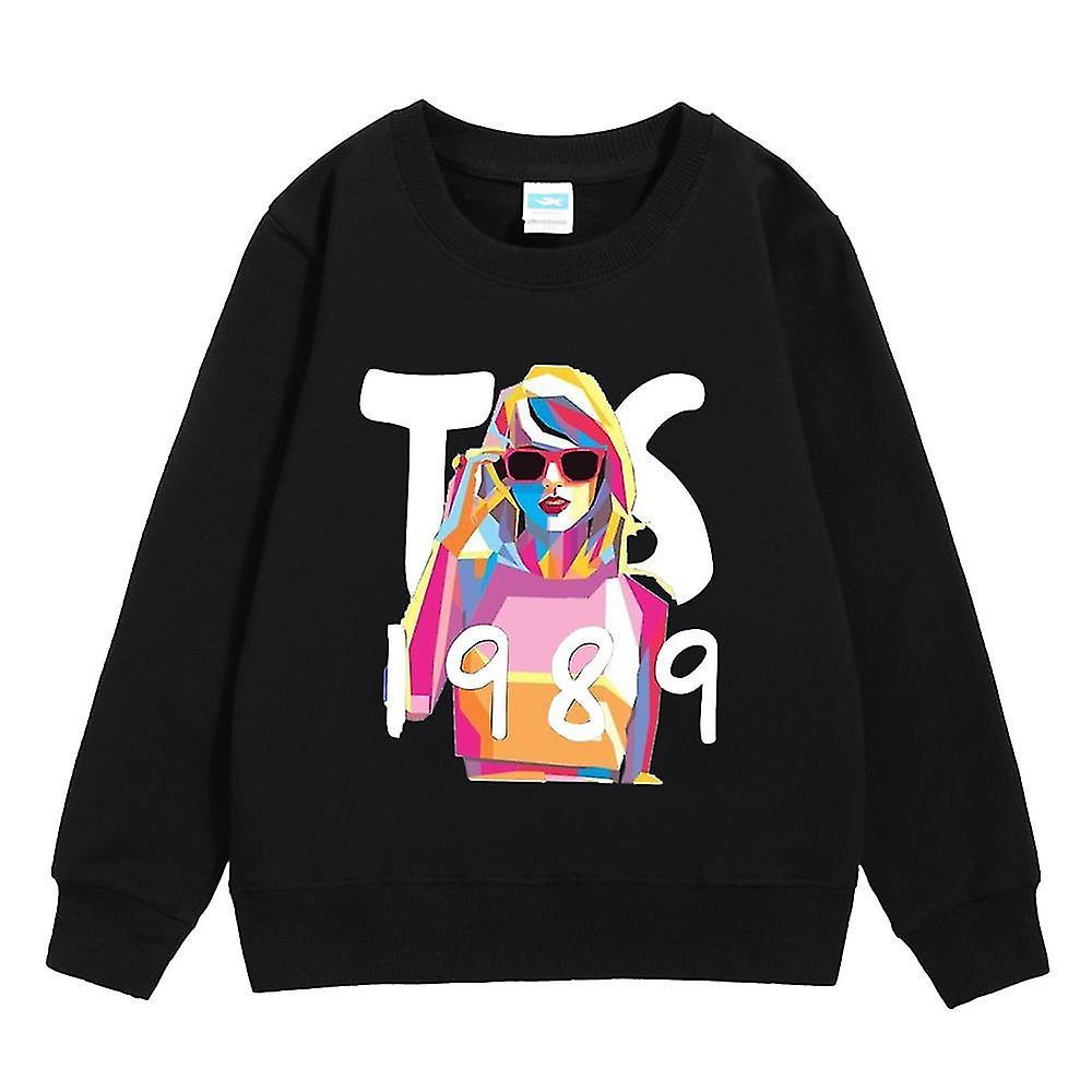 Jxlgv 5-10 Years Kids Girls Taylor Swift 1989 Printed Sweatshirt Casual Long Sleeve Pullover Tops Black 9-10 Years