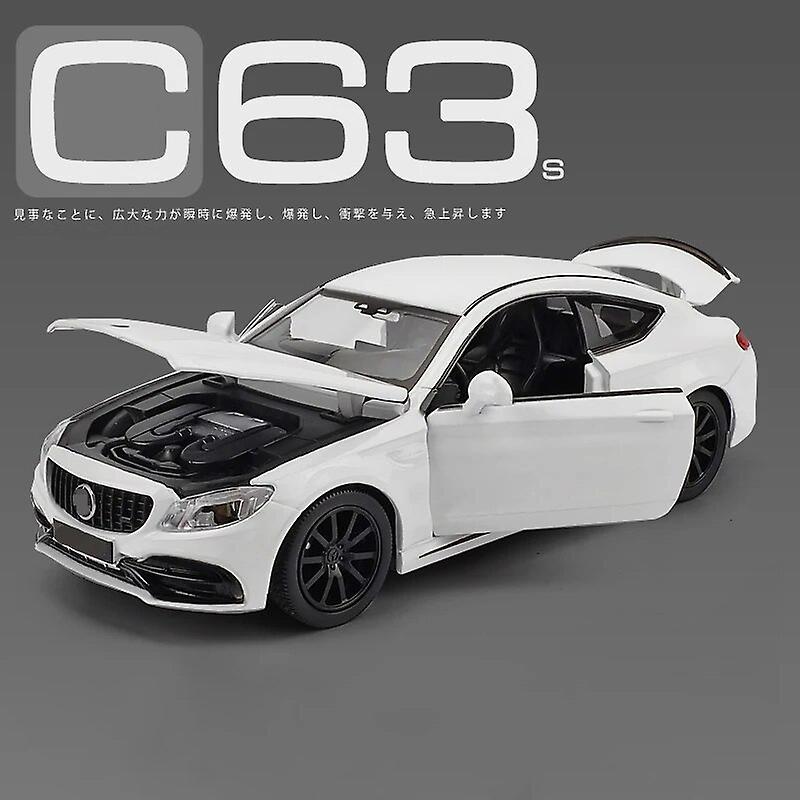 Ninesun 1:32 C63S Coupe Alloy Car Model Diecast Metal Toy Vehicles Car Model Collection Simulation Sound and Light Childrens Gifts 1 32 White