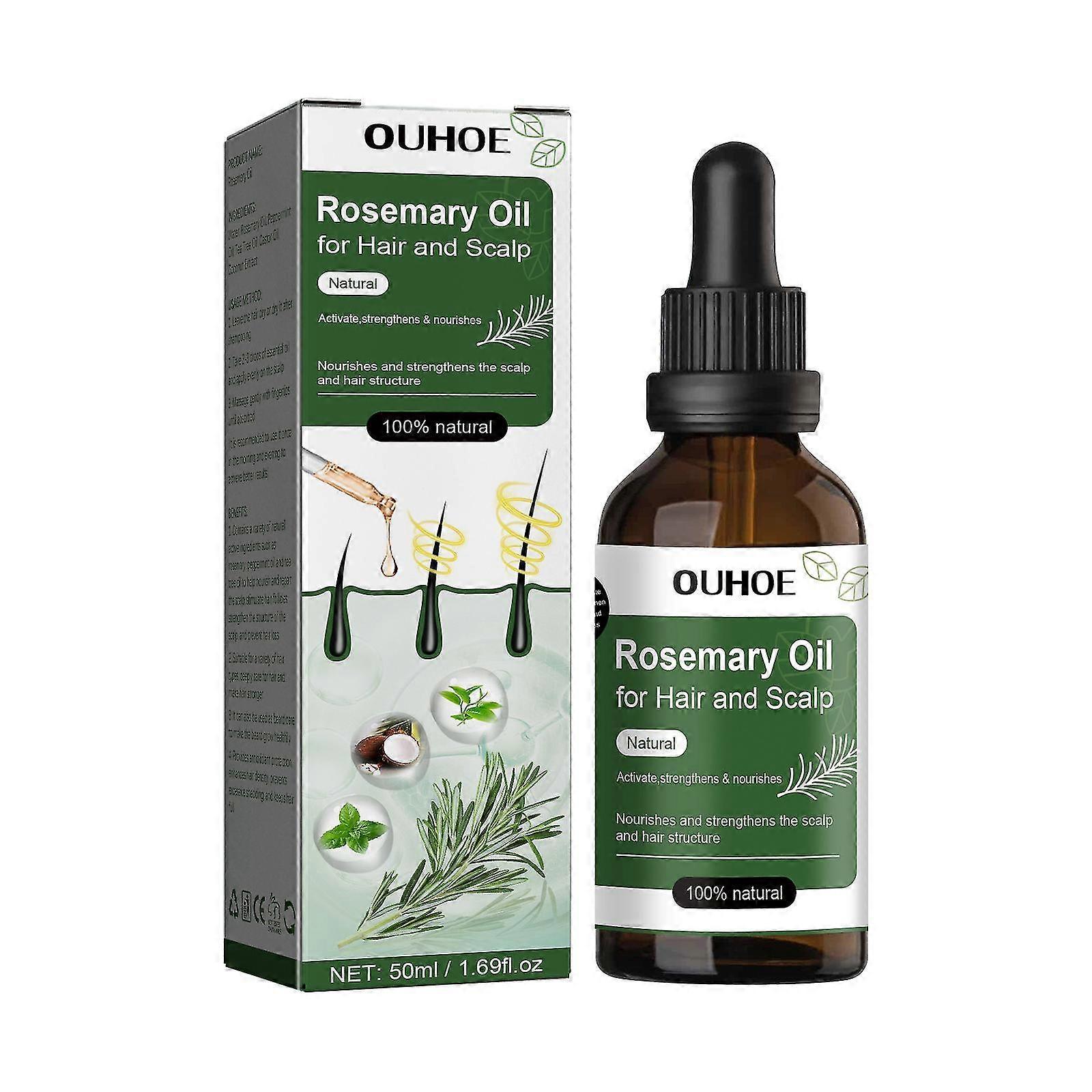 Zhiyi Rosemary Oil For Hair And Scalp - Hair Oil For Hair Loss To Stimulate Hair Growth And Care Of The Scalp With Castor Oil 50ml