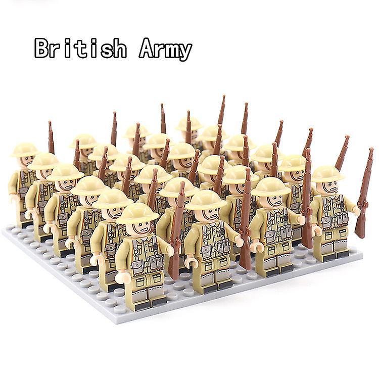 Aionyaaa Ww2 24pcs/lot Military Soldiers Building Blocks Set Weapons Soviet Us Uk China France Army Action Figures Bricks Toys Kids Gifts plum