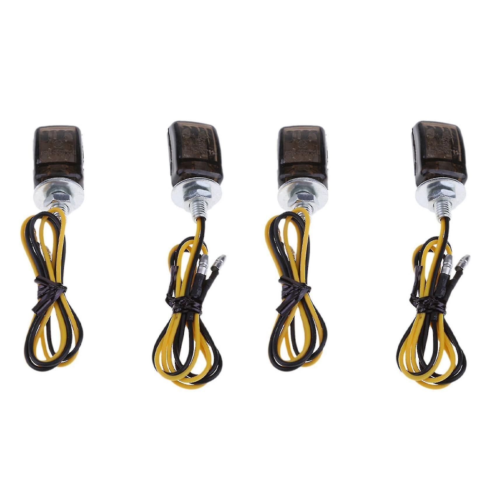 Ddyyhe 4pcs Universal Led Black Mini Tiny Small Indicators Turn Signals Motorcycle Motor Bike For