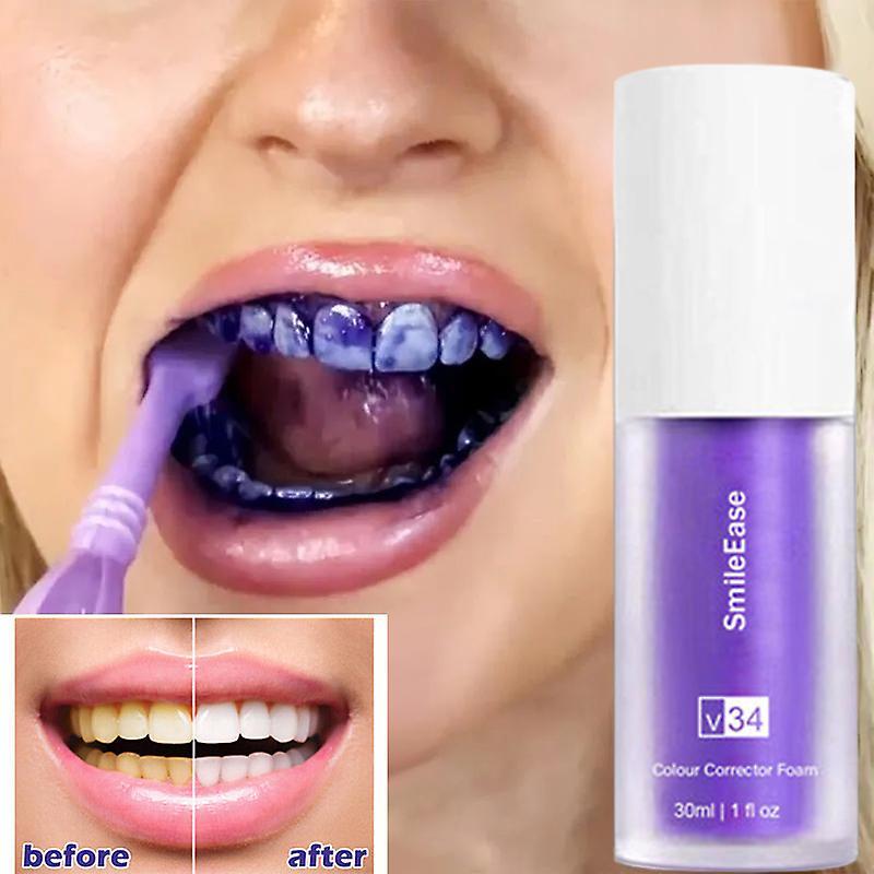 Lequeen V34 Whitening Fresh Breath Brightening Purple Toothpaste Remove Stain Reduce Yellowing Care For Teeth Gums Oral 30ml Hot Selling 04