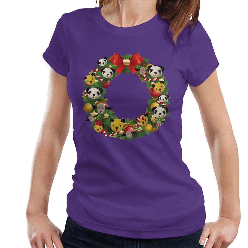 Sooty Christmas Wreath Women's T-Shirt Purple XX-Large