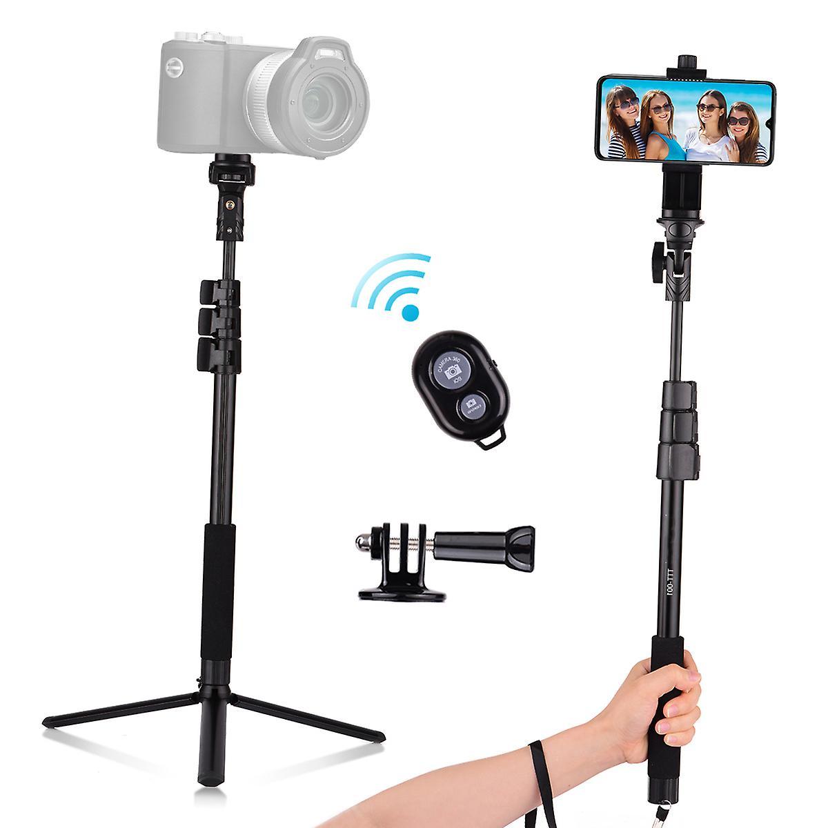 Andoer-2 54-inch Extendable Selfie Stick Tripod Stand Aluminum Alloy with Detachable Desktop Tripod Phone Holder Sports Camera Mount Adapter Remote...