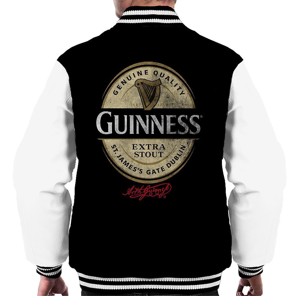 Guinness Stout Label Logo Men's Varsity Jacket Black/White Large