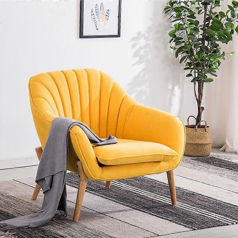 Living And Home Faux Wool Upholstered Scallop Back Armchair With Wooden Legs